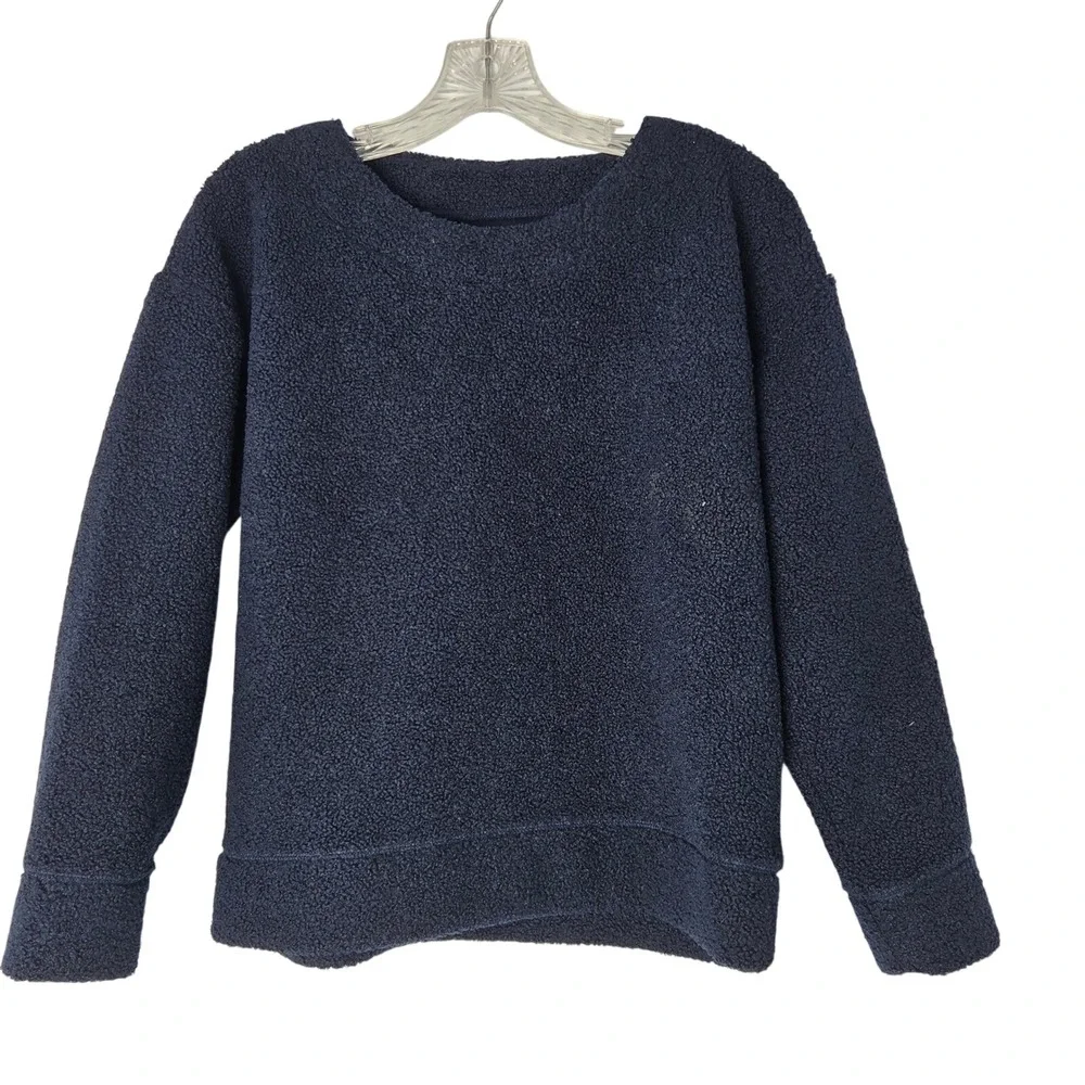 J Crew Vintage Fleece Pullover Sweatshirt Navy‎ Blue Crew Neck Relaxed Fit XS
